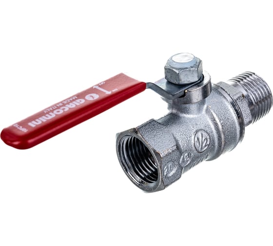 Шаровой кран Giacomini R254DL 1/2", внутренняя/наружная, ручка-рычаг красный, хромированный R254LX003