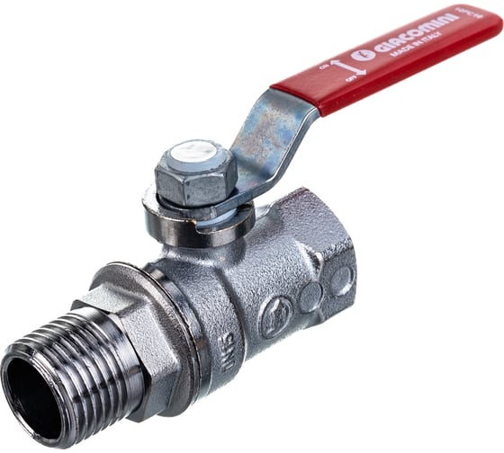 Шаровой кран Giacomini R254DL 1/2", внутренняя/наружная, ручка-рычаг красный, хромированный R254LX003