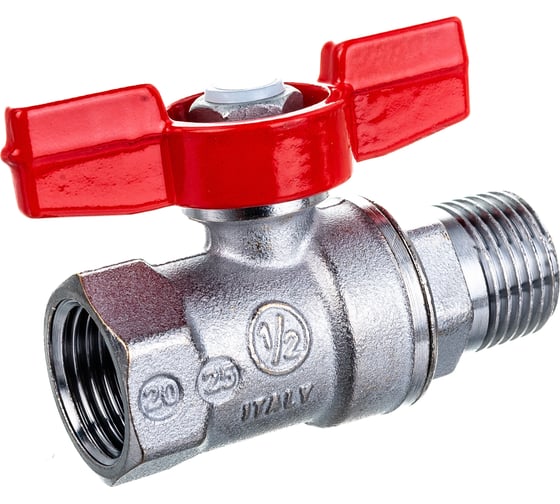 Шаровой кран Giacomini R254D 1/2", внутренняя/наружная, ручка-бабочка красная, хромированный R254X003