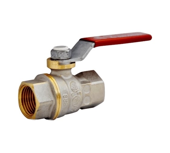 Шаровой кран Giacomini DADO R910 1 1/4", внутренняя/внутренняя, ручка-рычаг красный, никелированный R910X026