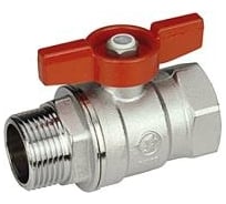 Шаровой кран Giacomini R254D 1", внутренняя/наружная, ручка-бабочка красная, хромированный R254X005
