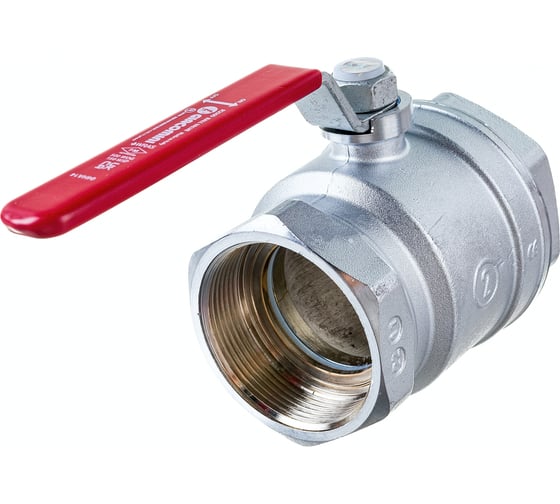 Шаровой кран Giacomini R250D 2", внутренняя/внутренняя, ручка-рычаг красный, хромированный R250X008