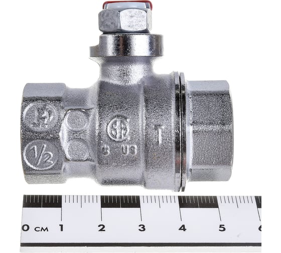 Шаровой кран Giacomini R850 1/2", внутренняя/внутренняя, ручка-рычаг красный, хромированный R850X023