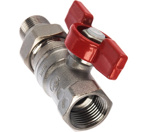 Шаровой кран Giacomini R259D 1/2, 1/2, ВН, ручка-бабочка красная, хром, с разъемным соединением R259X003