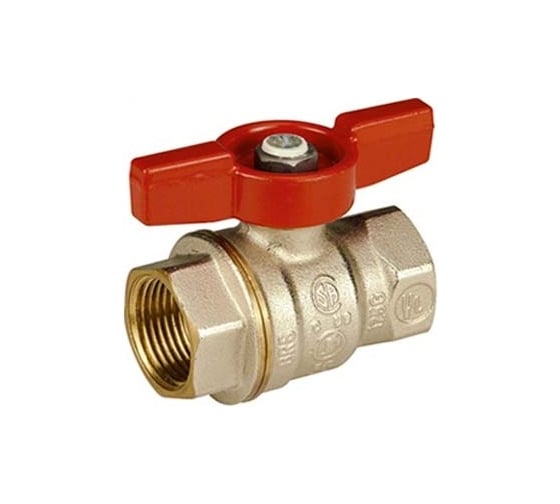 Шаровой кран Giacomini DADO R911 1 1/4", внутренняя/внутренняя, ручка-бабочка красная, никелированный R911X026