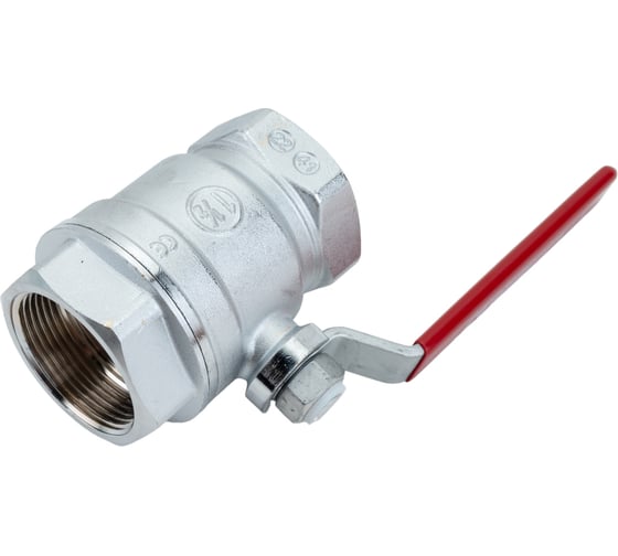 Шаровой кран Giacomini R250D 1 1/2", внутренняя/внутренняя, ручка-рычаг красный, хромированный R250X007