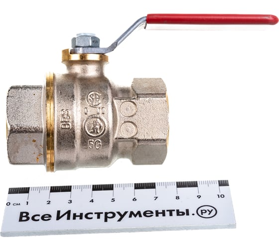 Шаровой кран Giacomini DADO R910 1", внутренняя/внутренняя, ручка-рычаг красный, никелированный R910X025
