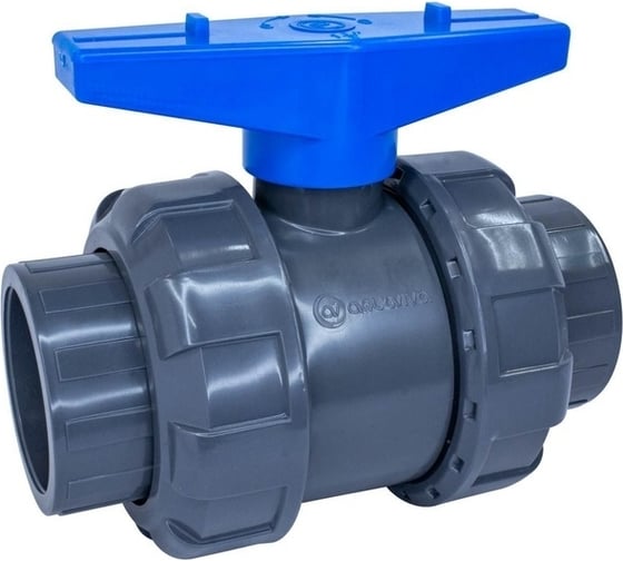 Кран шаровой AQUAVIVA НПВХ DN 50 резьба ВР 1 1/2" уплотнение TPV AQVBVE050 56685  1