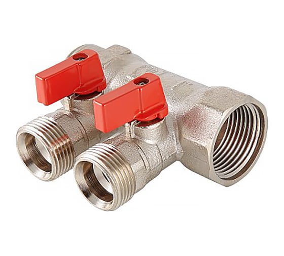 Коллектор с отсекающими кранами Valtec 1х2 выхода Евроконус 3/4" VTc.580.NE.0602