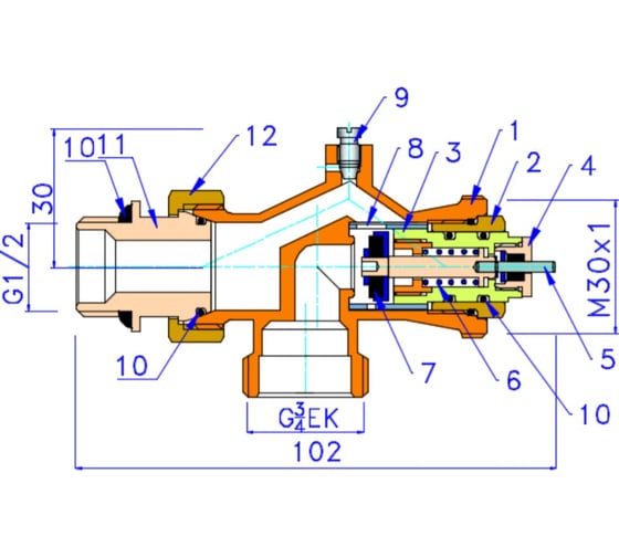 Термостатический клапан Valtec VT.049.NE.04 1