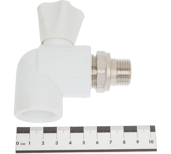 Угловой шаровой кран для радиатора Valfex 25x1/2" (40/10) белый 10148125
