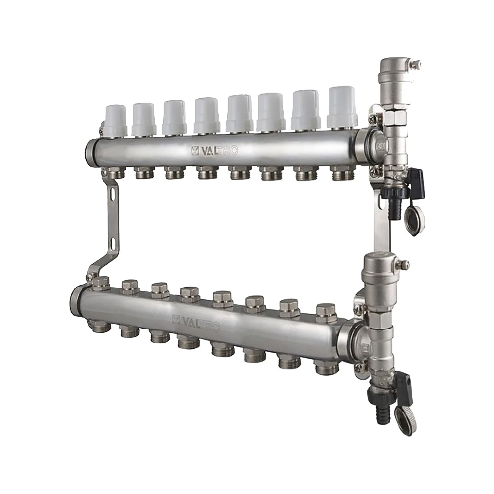 Коллекторная группа Valtec 1x7 выходов евроконус 3/4\" нержавеющая сталь ...