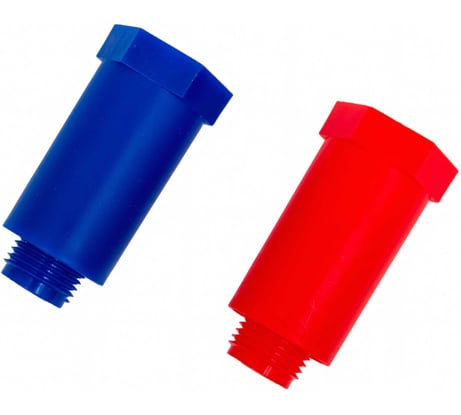 Набор цветных удлиненных заглушек Valfex 1/2'' (комплект 2 шт.) (100/1) (синий/красный) 10192020