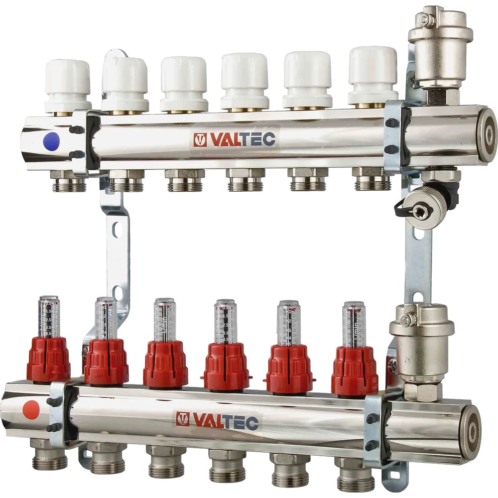 Коллекторная группа Valtec 1x7 выходов евроконус 3/4\" со встроенными ...