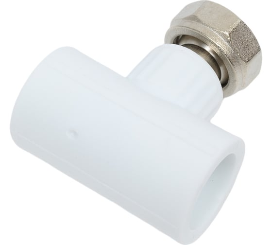 Тройник комбинированный с накидной гайкой Valfex 25x3/4"х25 (60/15) белый 10140025