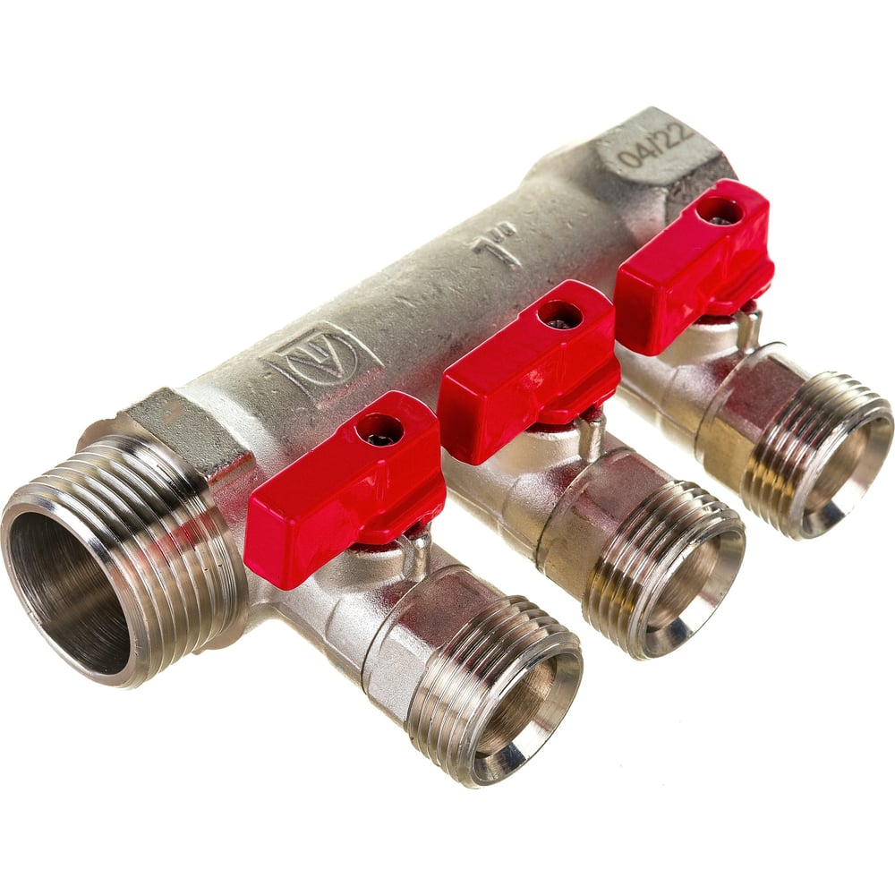 Коллектор с отсекающими кранами Valtec 1х3 выхода Евроконус 3/4\" VTc ...