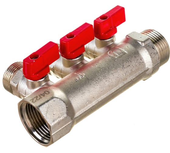 Коллектор с отсекающими кранами Valtec 1х3 выхода Евроконус 3/4" VTc.580.NE.0603