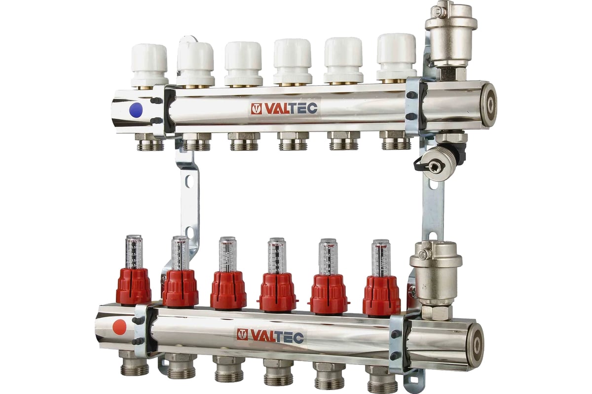 Коллекторная группа Valtec 1x12 выходов евроконус 3/4\" со встроенными ...