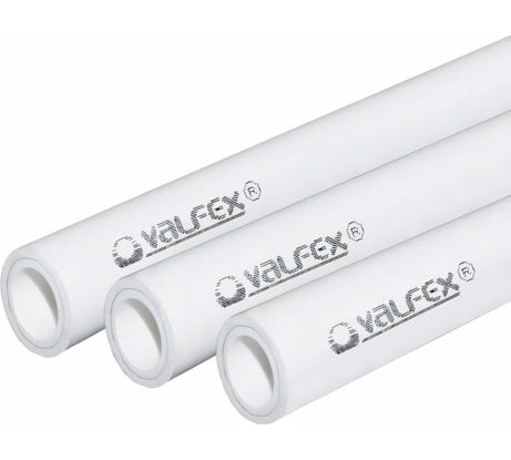 Труба VALFEX PP-R белая, армированная алюминием, 25х4.2 мм, 2 м, Т 90°С Ру25 SDR6 101040252 033-2467