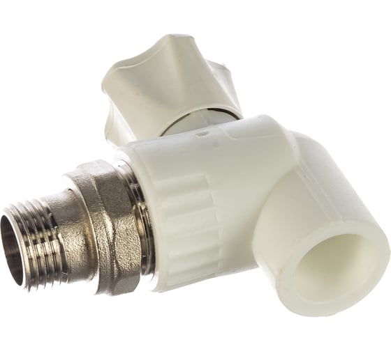 Шаровый кран VALFEX PP-R белый, 20х1/2 дюйма НР, угловой для радиатора 10148020 007-7677