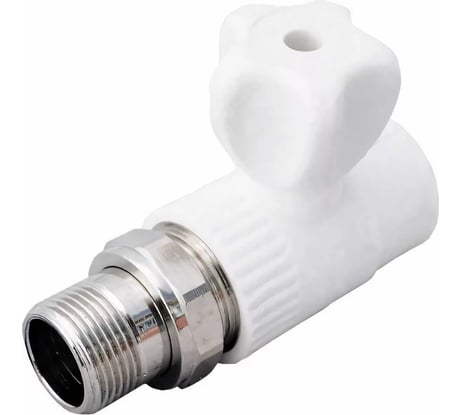 Шаровый кран VALFEX белый, 20х1/2 дюйма НР, прямой для радиатора 10149020 007-7675