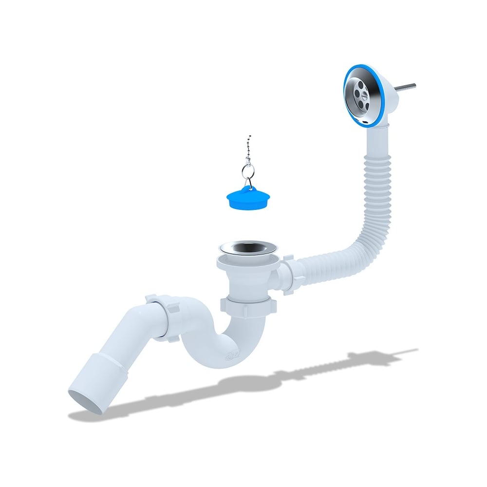 Сифон для ванны АНИ Пласт трубный, пробка на цепочке 1 1/2 дюйма x 40 ...