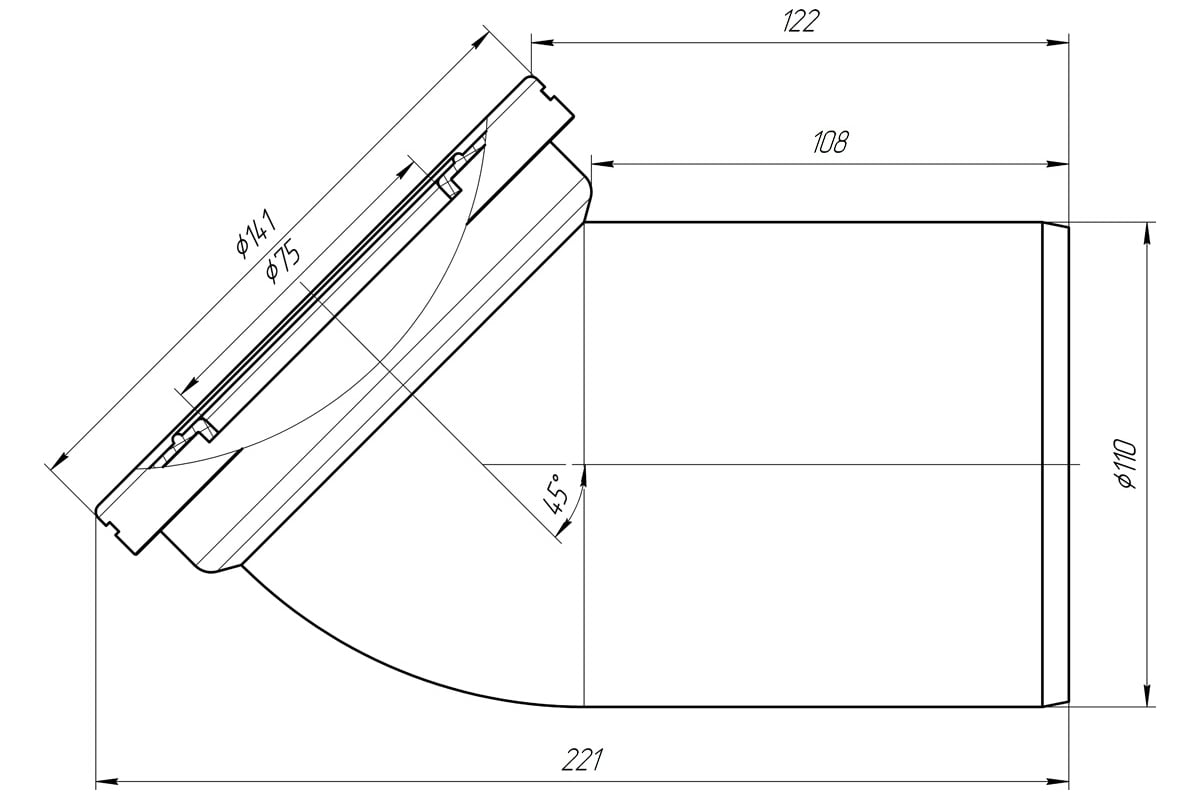 Фановая труба АНИ 45° W4220