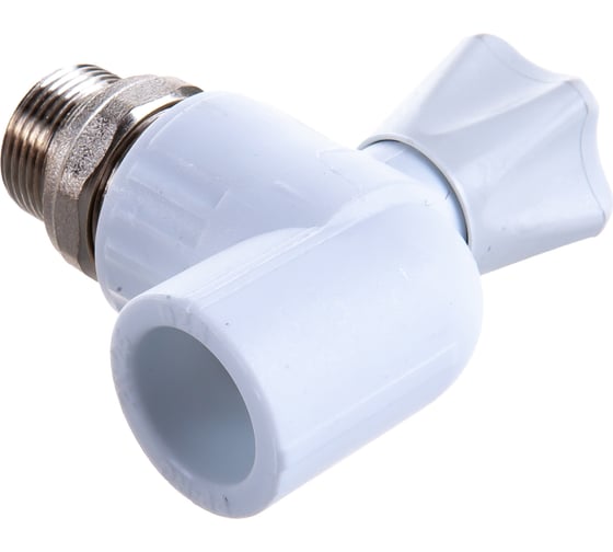 Шаровый кран VALFEX PP-R белый, 25х3/4 дюйма НР, угловой для радиатора 10148025 007-7678