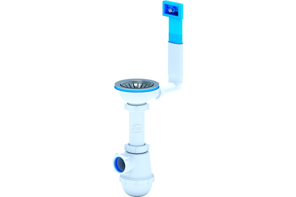 Сифон для мойки АНИ Пласт бутылочный, жесткий перелив, 3 1/2 дюйма x 40 ...