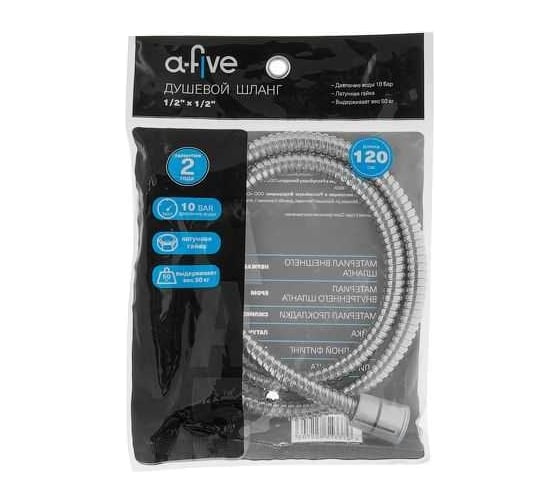 Шланг душевой A-five SUS/EPDM, 1/2 г-г, 120 см, хром A5-019 1