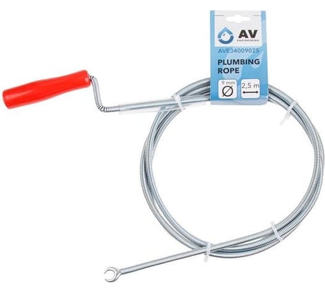 Трос сантехнический пружинный AV Engineering ф 9 мм, длина 2.5 м AVE34009025