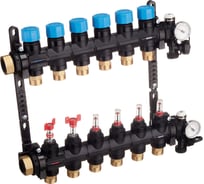 Композитная коллекторная группа Henco с расходомером (0-3л) и термометром, 1" - 6x3/4"EK UFH-0605MDK06-03L