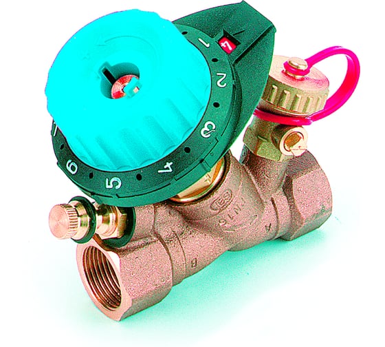 Балансировочный клапан COMAP 750R с пониженным Kv, с 1 измерительным ниппелем, с 1 дренажом 1/2" DN15, 0,115-1,90 7504041