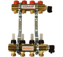 Латунный коллектор COMAP 1" 10 петель с расходомерами, кронштейном крепления, петли 3/4" V9004 C311020001