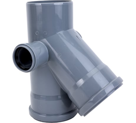 Канализационная крестовина RTP с выходом вперед на 45 градусов, 110/110/50/50, л+п серая 36532