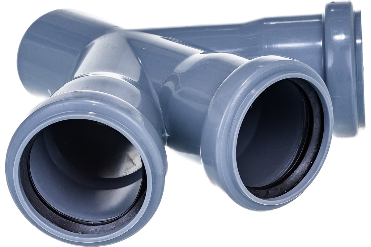 Канализационная одноплоскостная крестовина 50/50/50, 45 градусов, серый ...