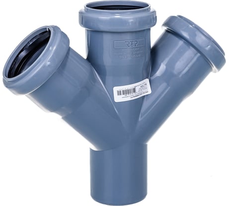 Канализационная одноплоскостная крестовина 50/50/50, 45 градусов, серый 36525