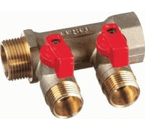 Латунный коллектор Terma 3/4"в/н с 2-мя шаровыми кранами на 1/2" (нар.резьбы) (14015) 41231
