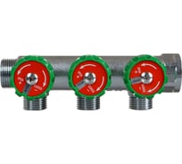 Латунный коллектор Terma 3/4" в/н с 3-мя вент.кранами на 1/2" (нар.резьбы) с выходами под 90 град (14020) 18575