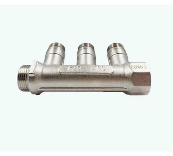 Латунный коллектор Terma 3/4"в/н с 3-мя шаровыми кранами на 1/2" (нар.резьбы) (14016) 41232