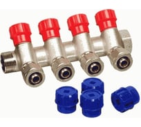 Коллектор для металлопластиковой трубы Terma 3/4" г/ш с 4-мя вент.кранами, конус 16 мм (14164) 89366