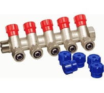 Коллектор для металлопластиковой трубы Terma 3/4" г/ш с 5-ю вент.кранами, конус 16 мм (14165) 89367