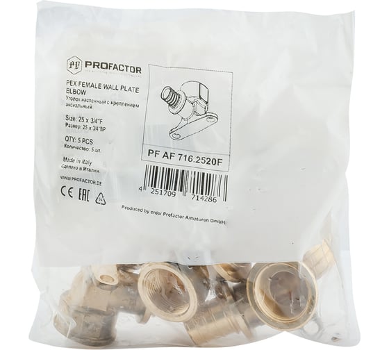 Уголок PROFACTOR настенный с креплением аксиальный 25x3/4"вн PF AF 716.2520F