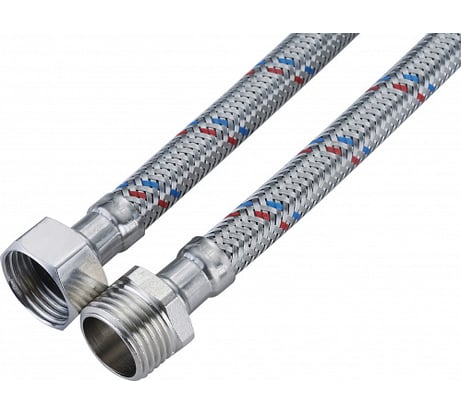 Подводка для воды СТМ сталь, 1/2", гайка-штуцер, 30 cм CWFHM030