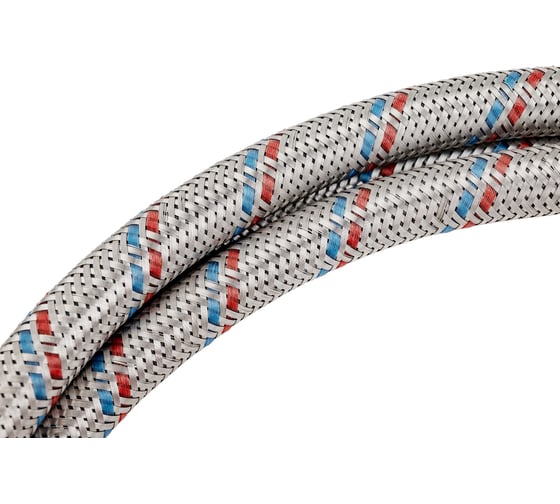 Подводка для воды СТМ сталь, 1/2", гайка-штуцер, 180 cм CWFHM180