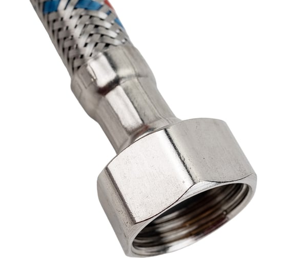 Подводка для воды СТМ сталь, 1/2", гайка-штуцер, 180 cм CWFHM180