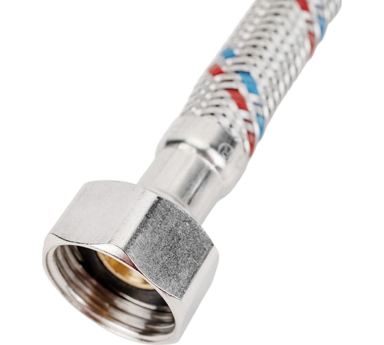 Подводка для воды СТМ сталь, 1/2", гайка-штуцер, 50 cм CWFHM050