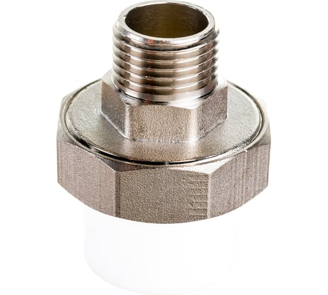 Комбинированная муфта СТМ ПЛАСТ PP-R, разъемная, с наружной резьбой, DN 25х1/2" CPRM2512