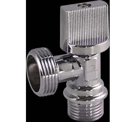 Шаровой угловой кран для бытовых приборов СТМ 1/2х3/4", ш/ш, c отражателем бабочка, хром CAMV1234