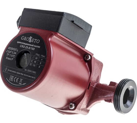 Циркуляционный насос Grosetto 25/8-1180 мм, 220V, 120 W GRS (с кабелем) 2012190 25/8-1 120 W